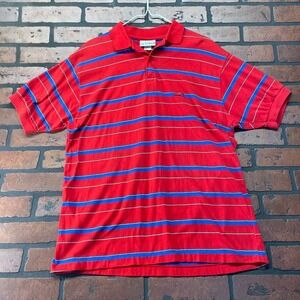 LE TIGRE Men's Y2K Large Red Striped Polo Shirt Embroidered Tigger Logo